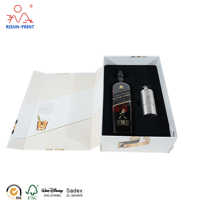 Caja de vino con embalaje de whisky personalizado premium