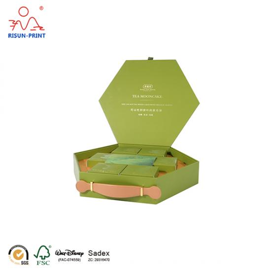 Octagonal clamshell Mooncake Gift Box